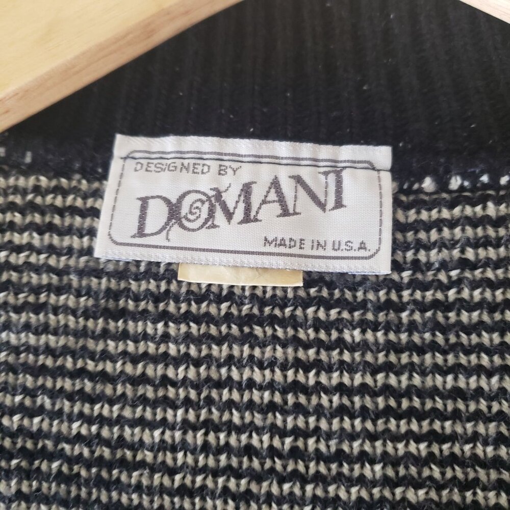 Domani Zip Up Sweater Medium Black Geometric Cropped Mock Neck Vintage 90s USA‎ - Picture 4 of 5